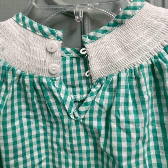 Boutique Smocked Gingham One Piece Romper Girls 18 Months Fall Pumpkins - Picture 5 of 6